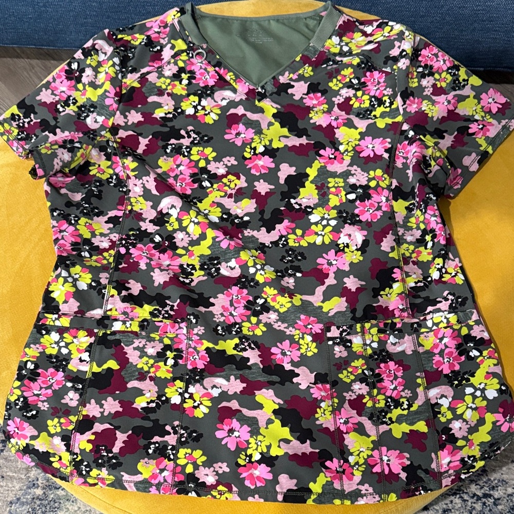 Floral Camouflage Women's Scrub Top
